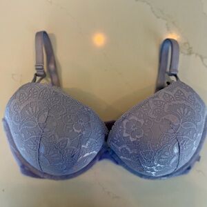 Victoria's Secret Lace Periwinkle Blue Purple Bra Adjustable Straps 34 DD